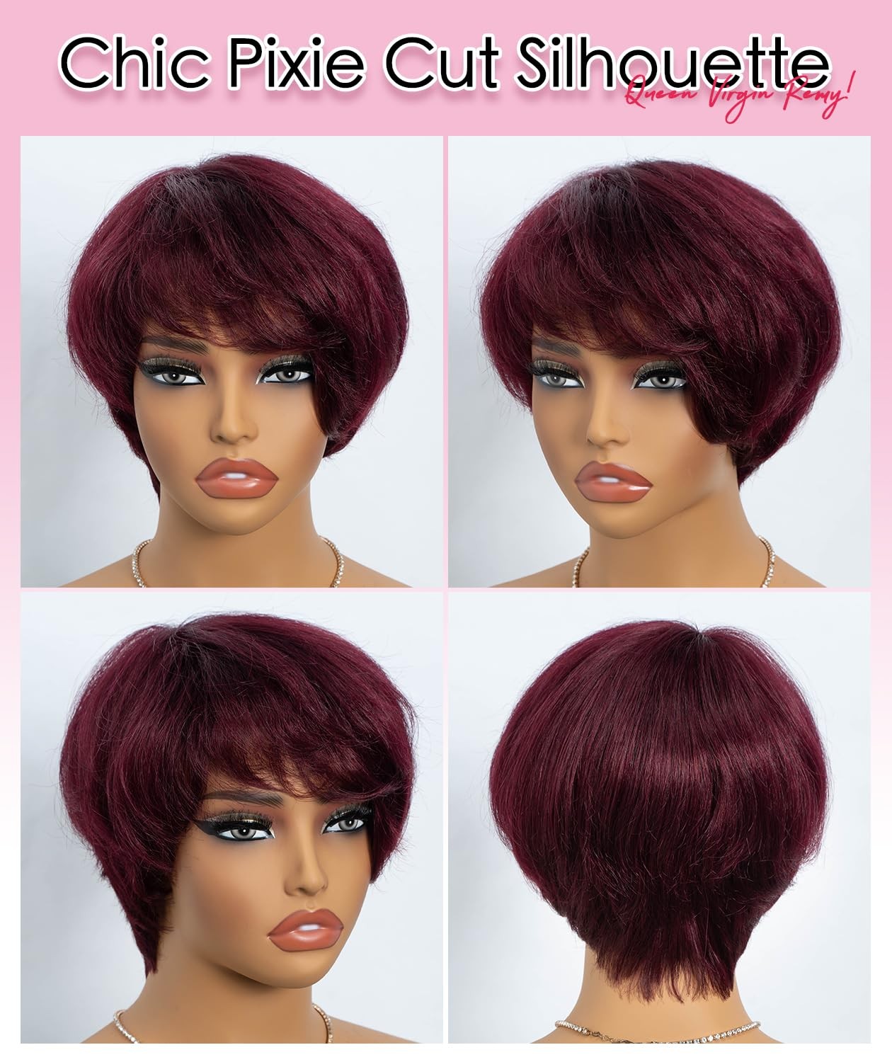 QVR Pixie Cut Wig Human Hair Wigs with Bangs Short Wigs for Black Women Human…