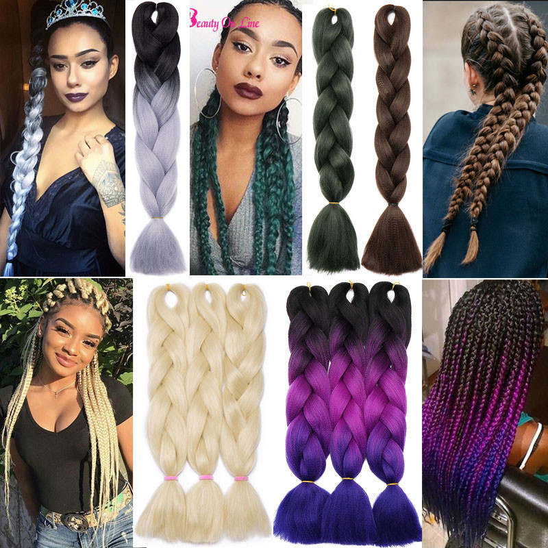 24” Real Thick Rainbow Braiding hair Straight Kanekelon Jumbo Hair Weaving Hair
