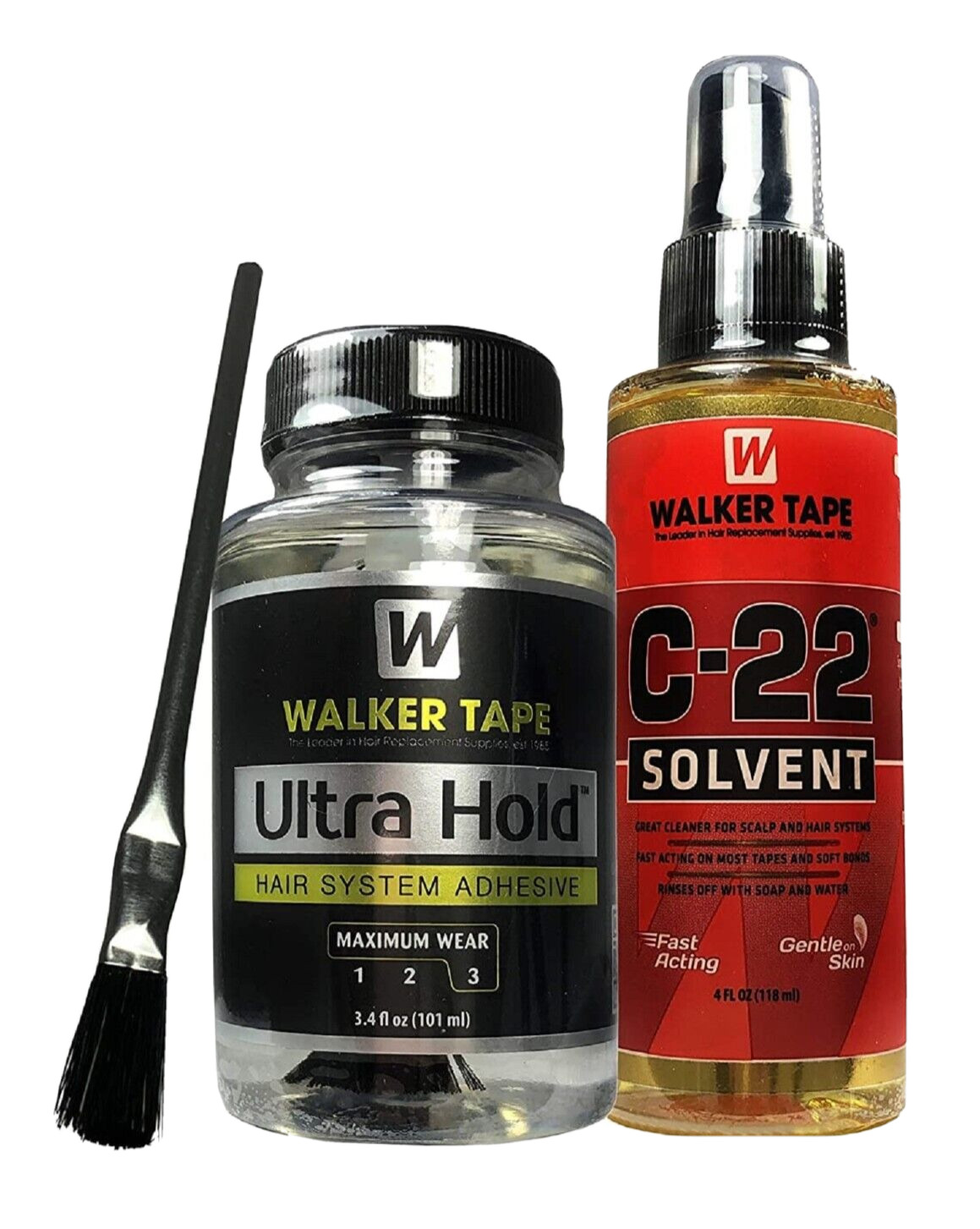 Walker Ultra Hold Adhesive Glue 3.4 oz/Bruh& 4 oz C22 Citrus Solvent Remover-New