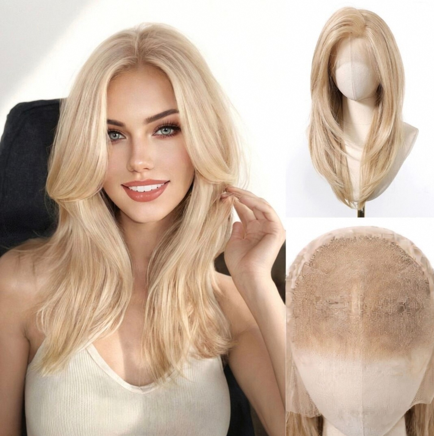 Blonde Wig 13×6 Hd Lace Front Wig For Women Layered Straight Wig Synthetic Hair