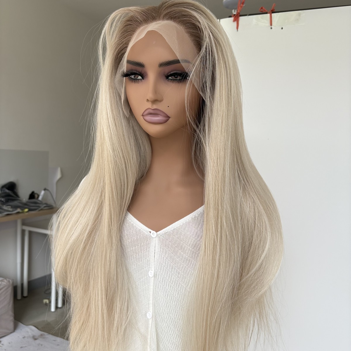 Women Highlight Blonde HD Lace Front Wig Heat Resistant Hair Long Straight