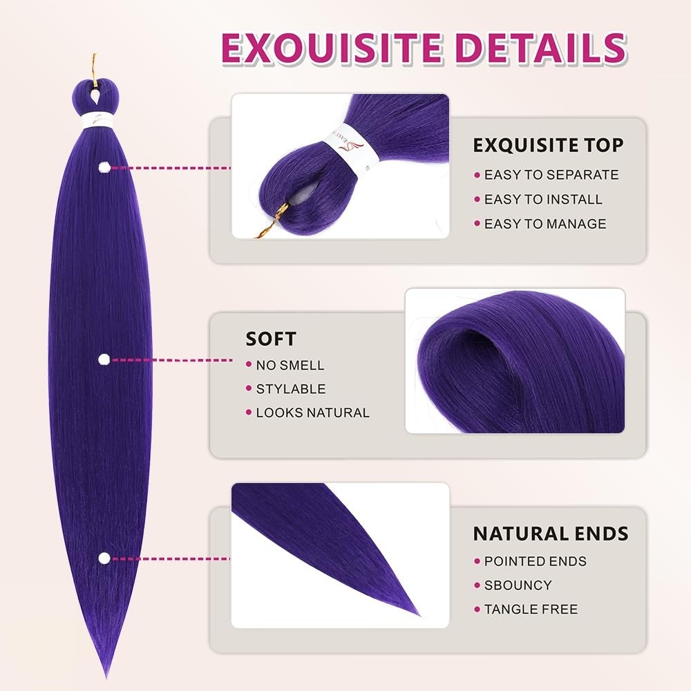 Dark Purple 20 Inch Synthetic Hair Extensions – Perfect for Cosplay & Parties!