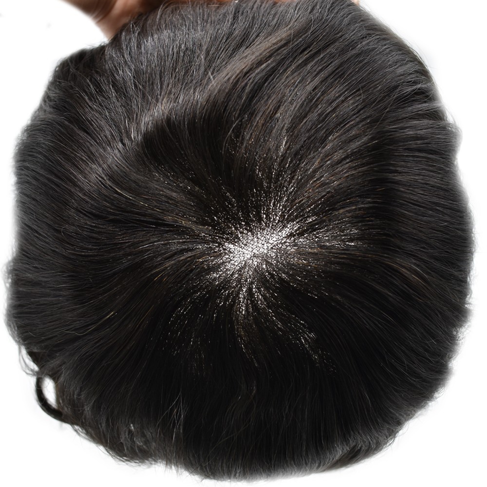 Mens Hair Piece System Swiss Welded Mono Lace Wig Toupee for Men PU Skin Unit US