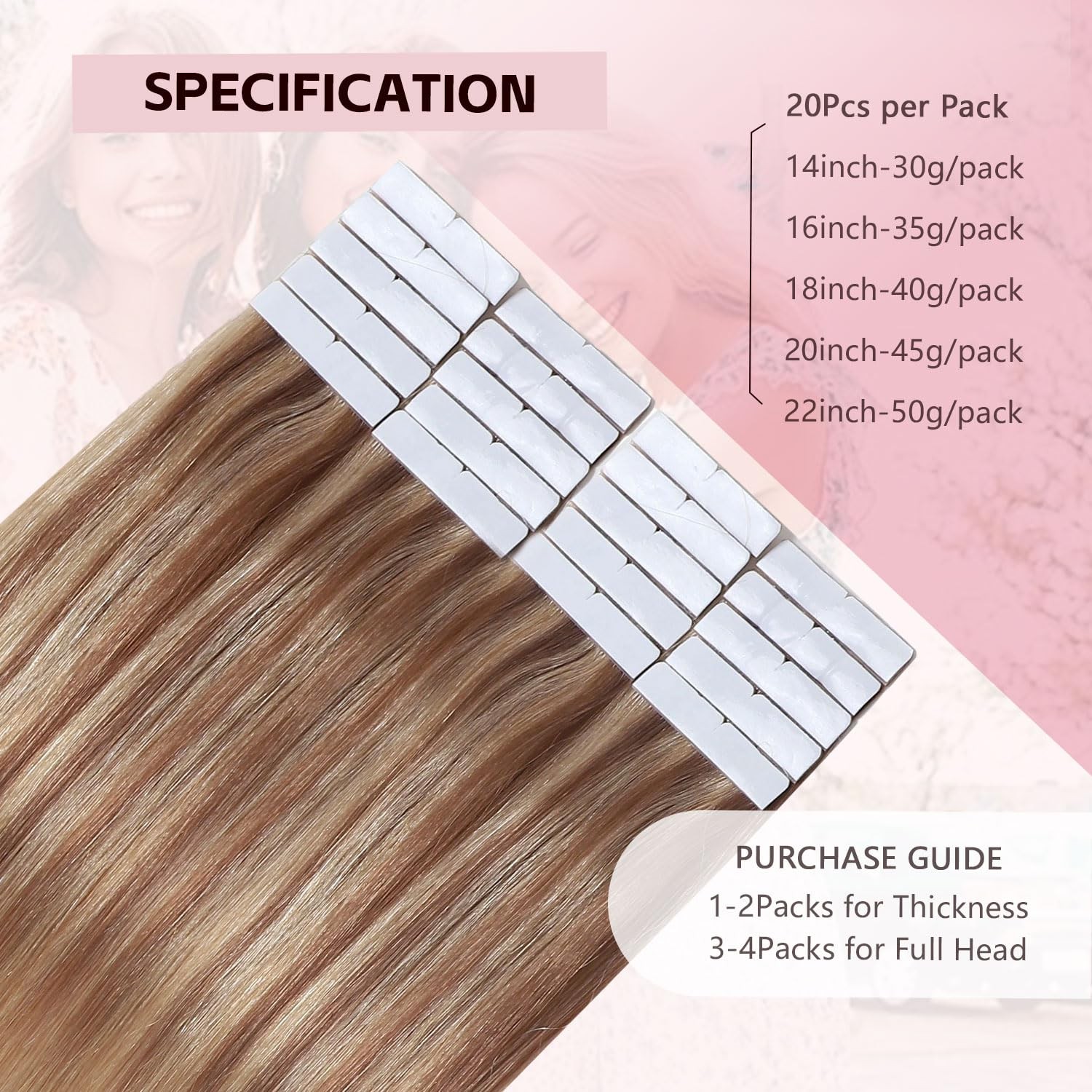 Sweetmet 3Rd-Generation Pro3.0 Invisible Tape In Hair Extensions Human Hair