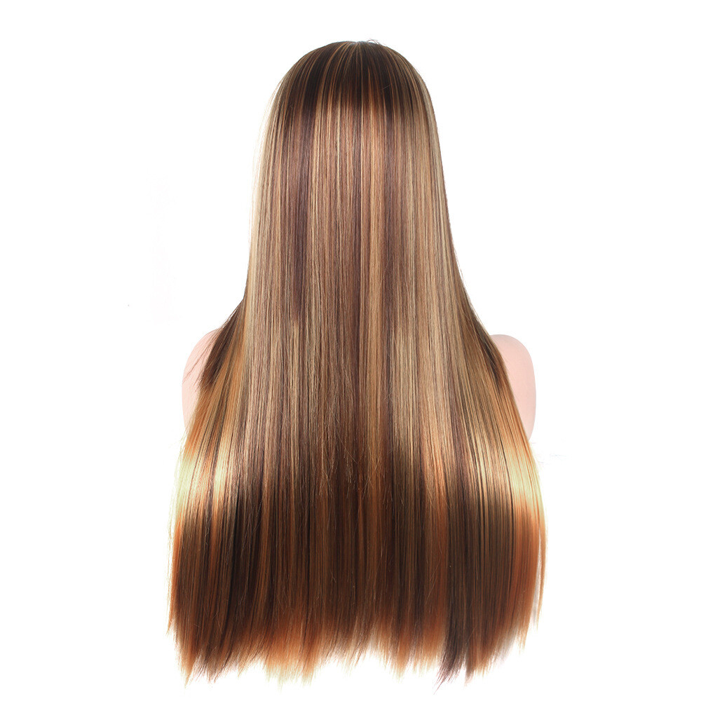 Highlight Brazilian Wig Straight Human Hair Full Wigs Ombre Brown Honey Blonde