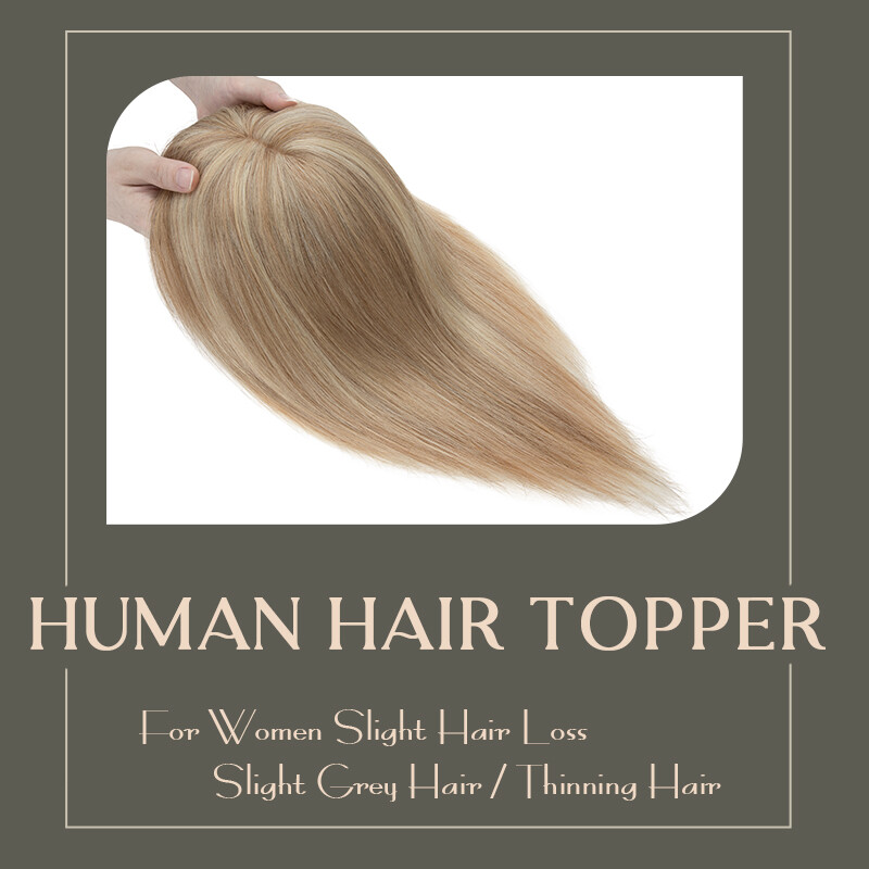 Women’s 100% Remy Human Hair Topper Clip In Hairpiece Silk Base Toupee 13*15cm