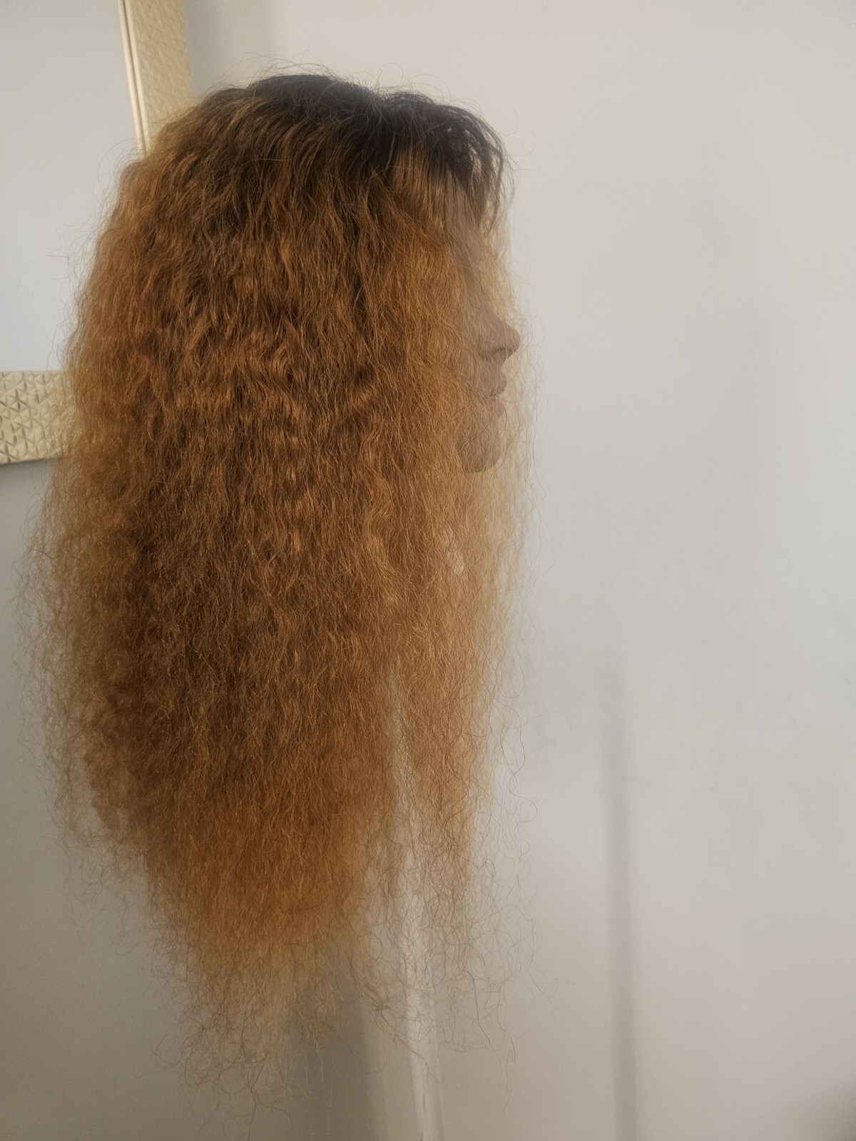 High Quality regular Top Copper Brown 22″ curly 100% Virgin Human Hair Lace Wig