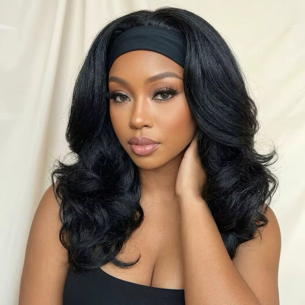Yaki Curly Headband Wigs for Black Women – Kinky Straight Black Headband Curly E