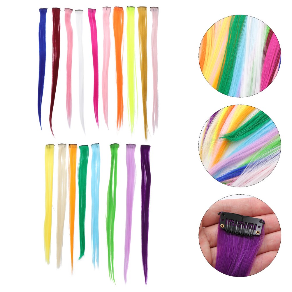 18Pcs Durable One-Piece Straight Hair Pieces Assorted Colors Reusable Hair Clips