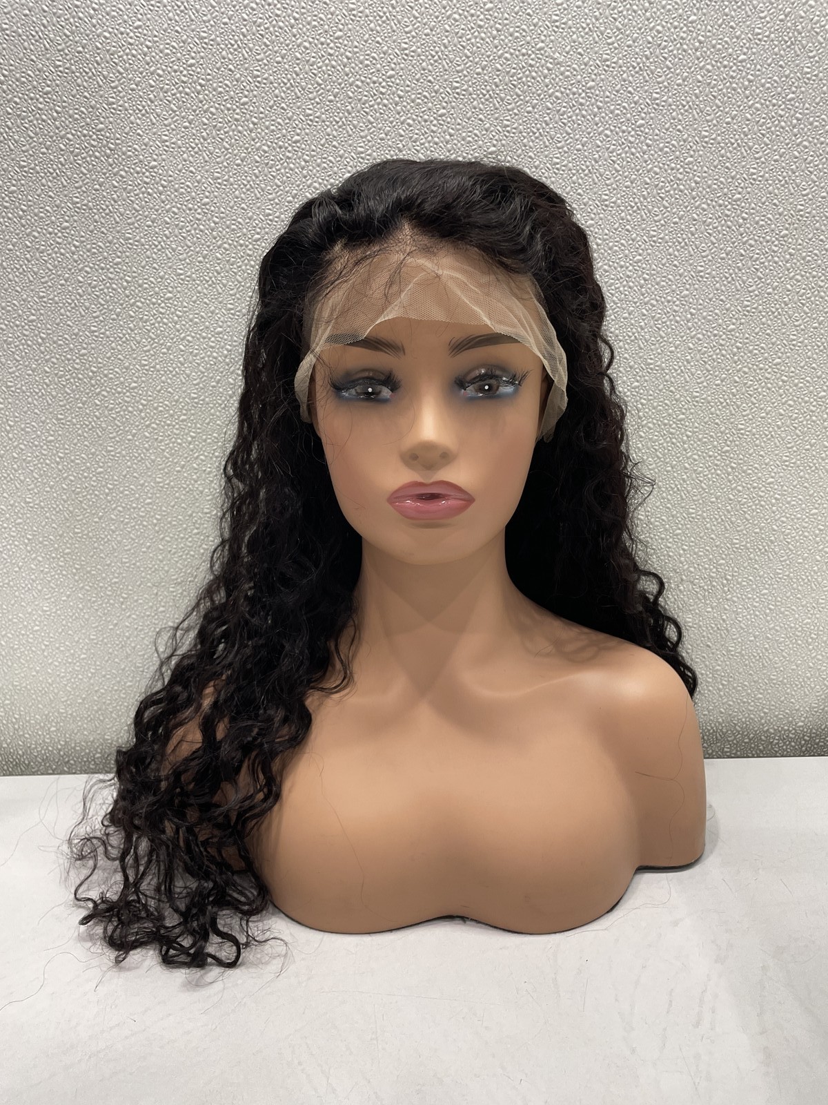 Natural Black Water Wave Human Hair Blend 13×4 Lace Front 180% Density Wig, 26″
