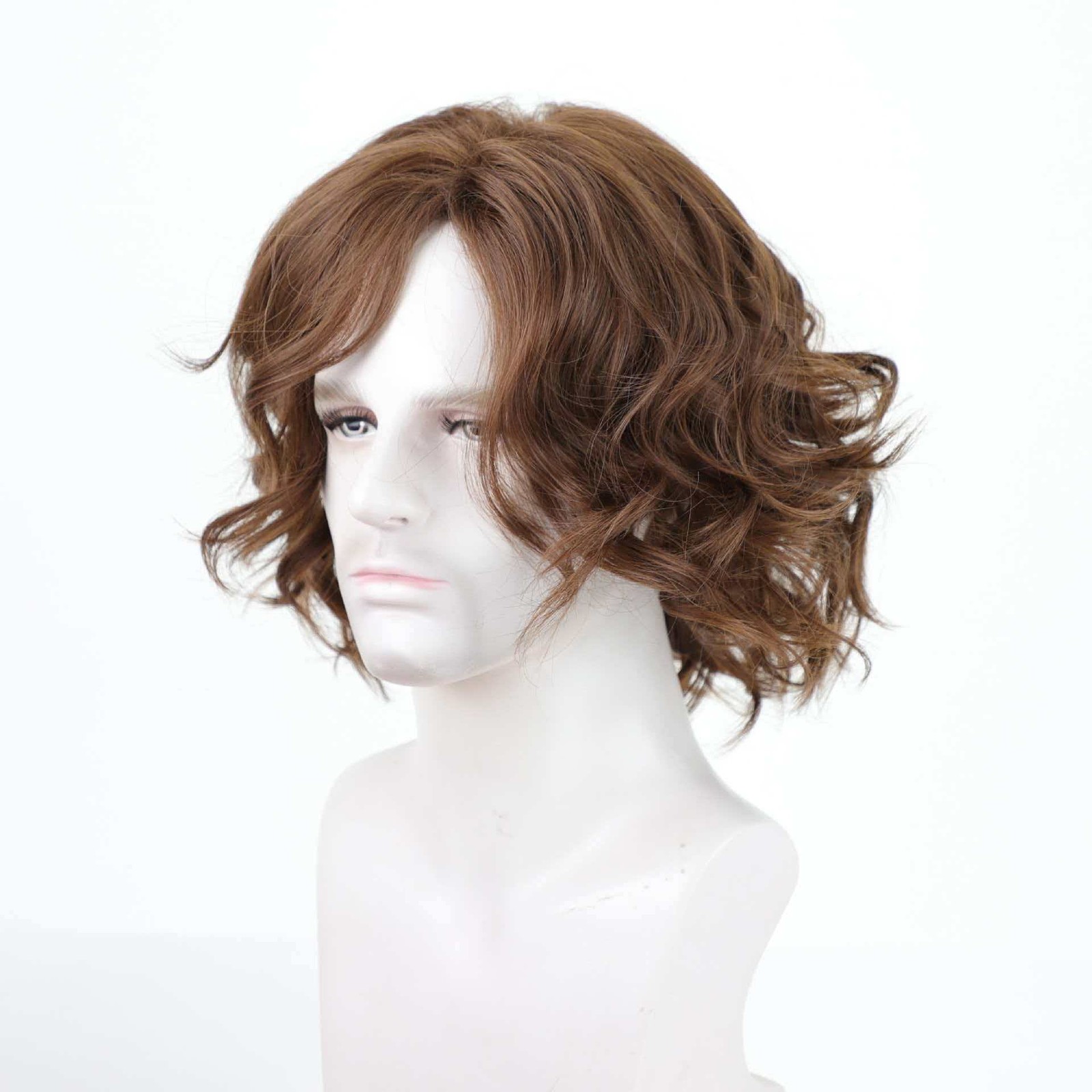 Men’s 8in Short Light Brown Wig Full Heat Resistant Synthetic Party Costume