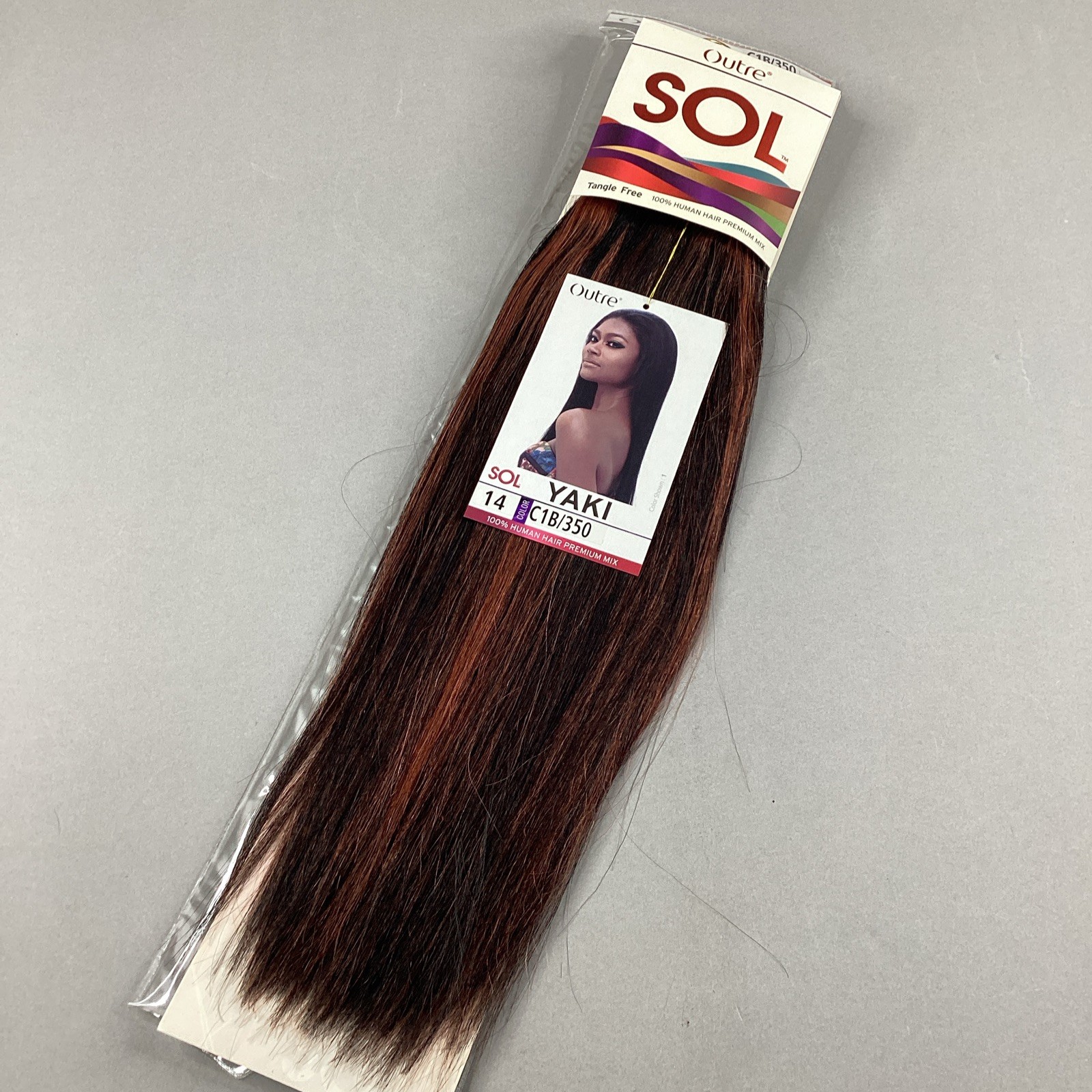 14″ SOL Straight Color #C1B/350 Copper Blended Hair Extensions Track by Outre
