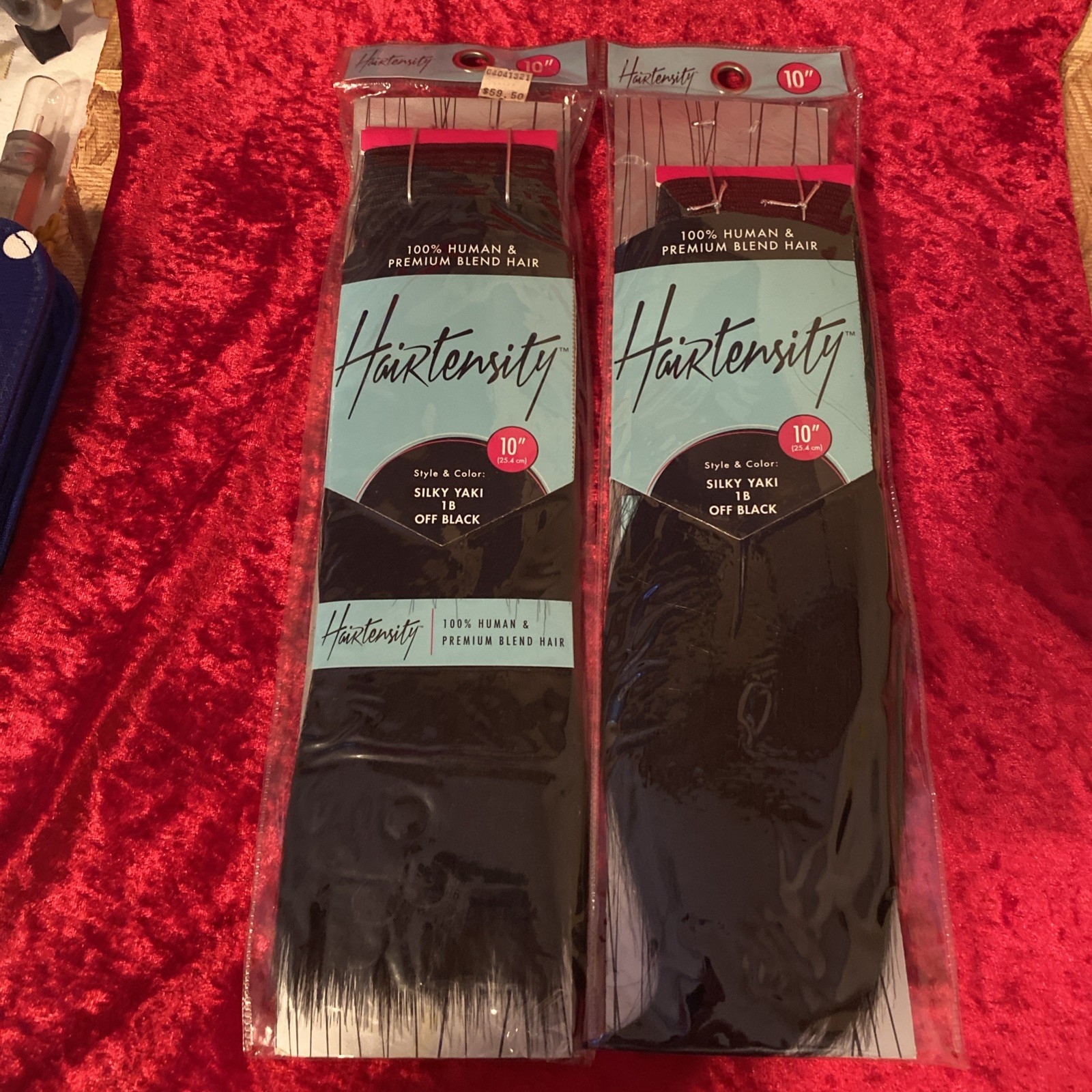 HAIRTENSITY Silky Yaki 1B OFF BLACK Hair Extensions 10” Long 2 Count
