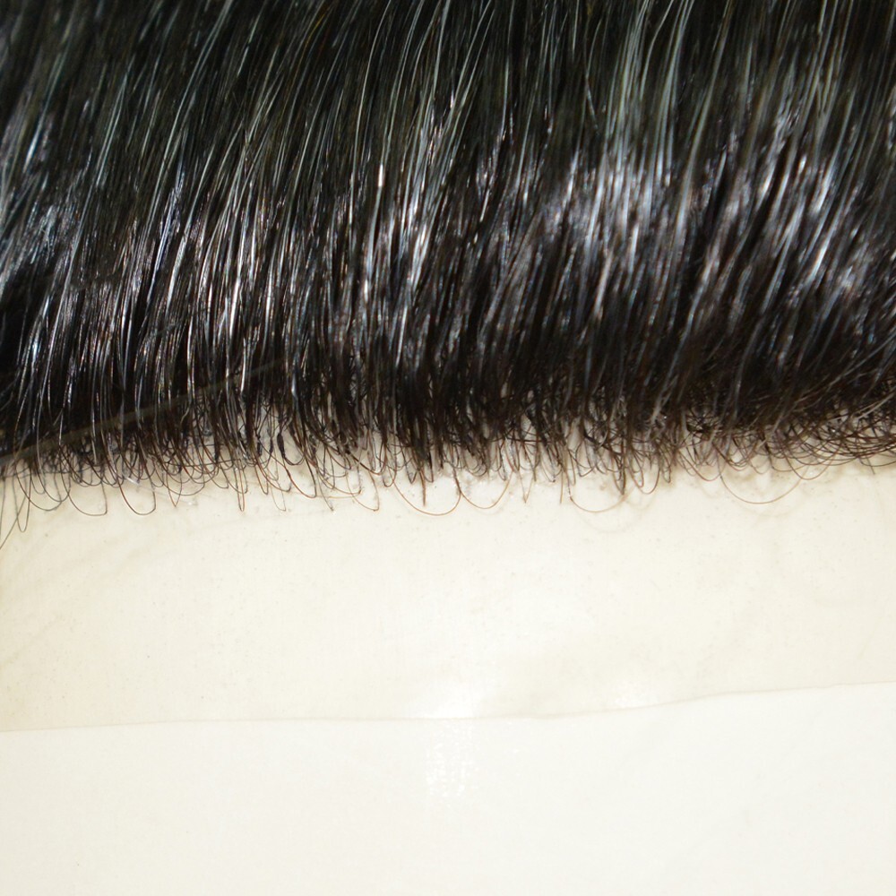 Mens Human Hair Full Head Wigs Thin Poly Skin Wig Medium Size 6” #1B30
