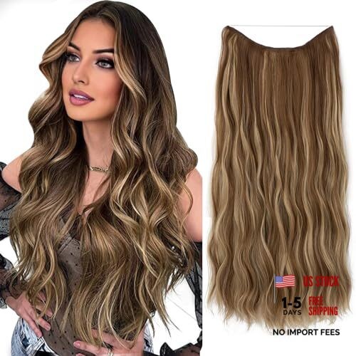 Invisible Wire Hair Extension with 3 24 Inch (Pack of 1) Medium Ash Brown