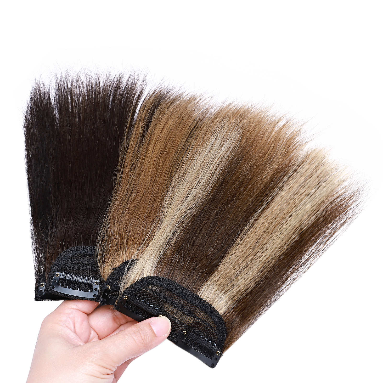 Short Mini Hair Pad Clip In Top/Side Real Remy Human Hair Extensions One Piece X