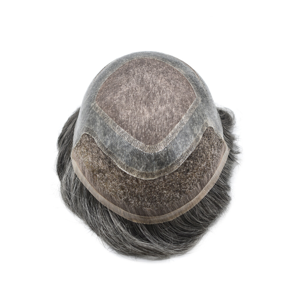 US Mens Toupee French Lace Front Hairpiece Fine Mono Poly Skin Hair Systems