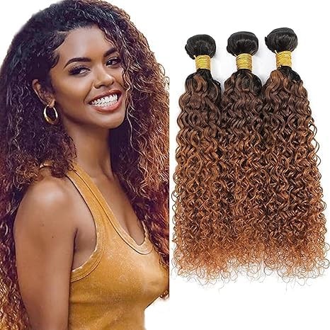 Muaowig 1B430 Bundles Human Hair 4 Brown Kinky Curly Bundles 22 24 26 Inch