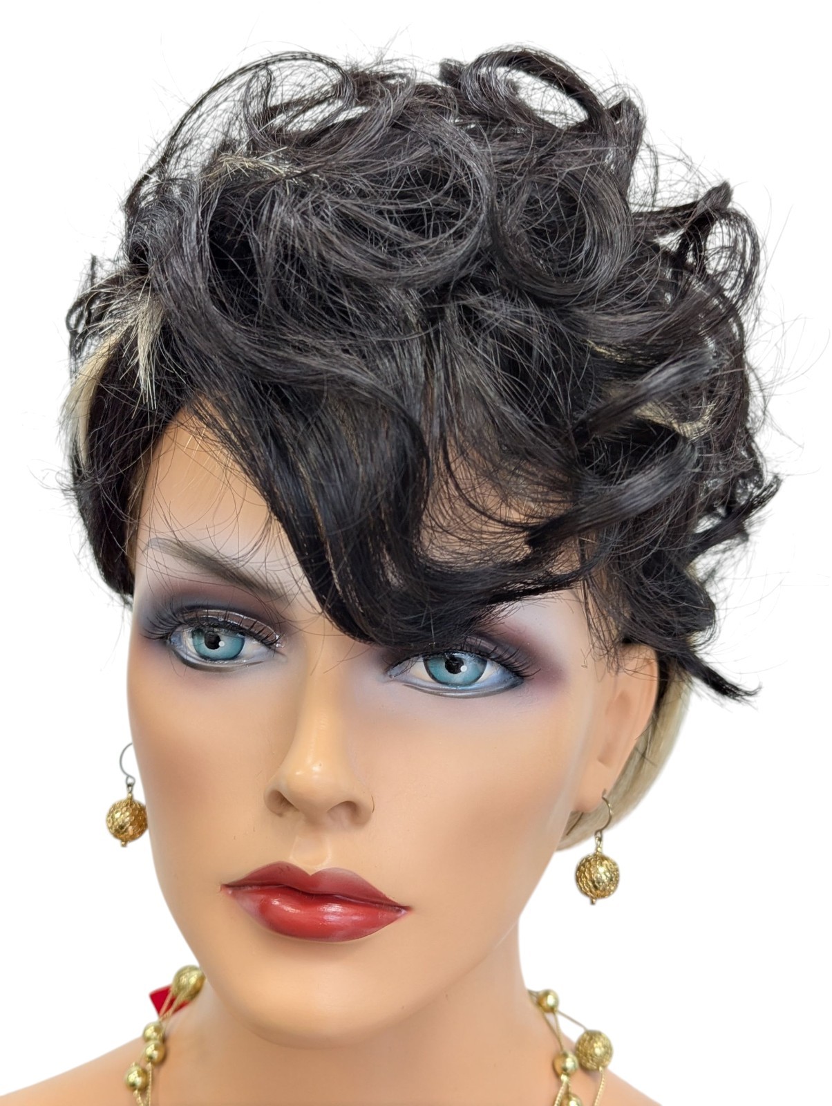 Synthetic Pull Through Wiglet Hairpiece Snap In Color Off Black #1B