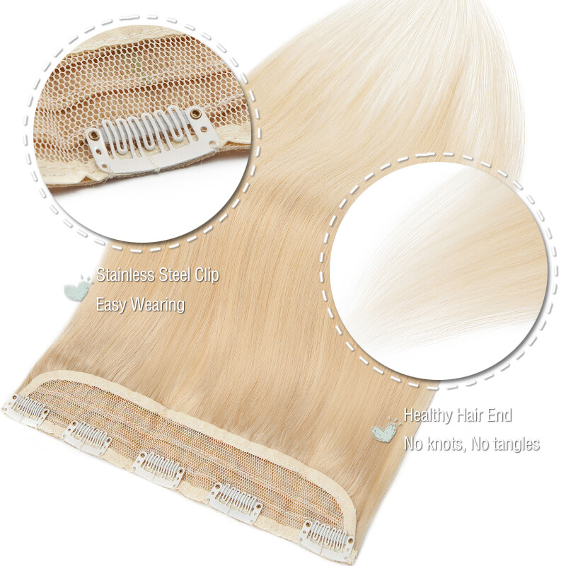 One Piece Clip-in on Long Wavy Real Remy Human Hair Extensions 3/4 Full Head US