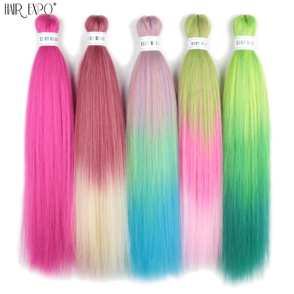 26Inch Easy Braids Synthetic Hair Colorful Pre Stretched Extensions Jumbo Ombre