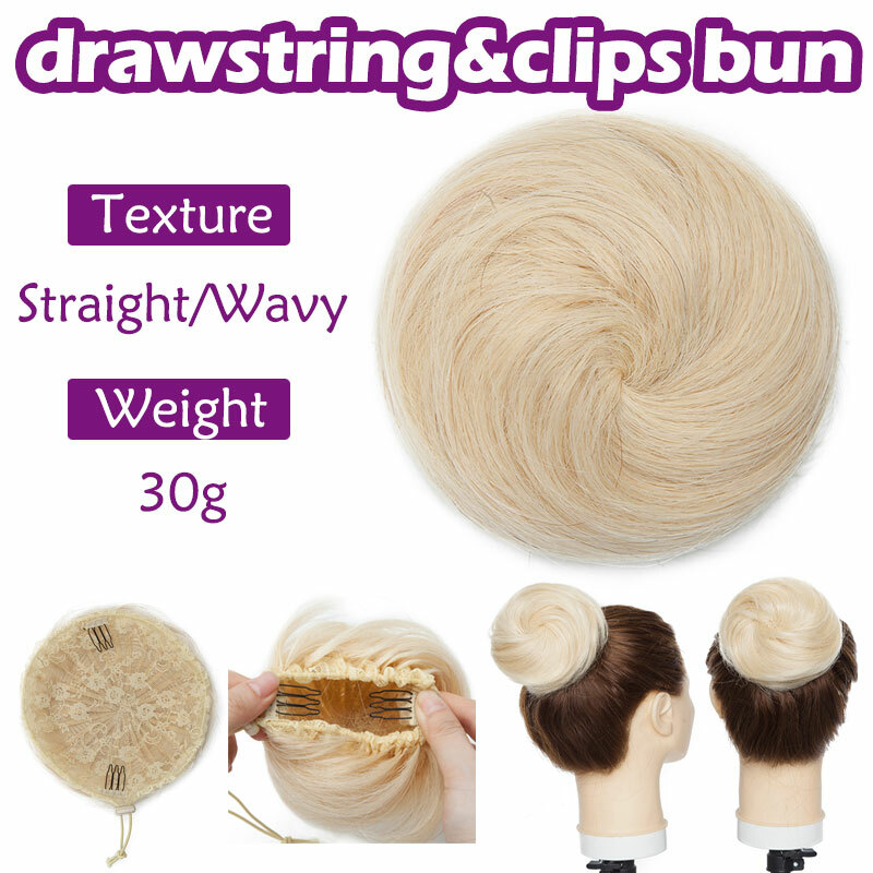 Real 100% Human Hair Messy Bun Scrunchie Piece Clip In Extensions Ponytail Cover