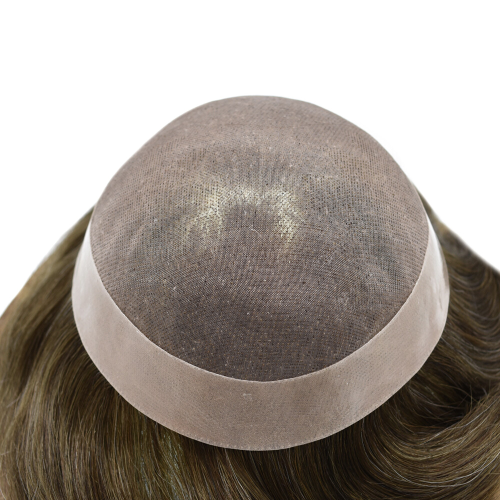 Toupee for Men Hairpiece Fine Mono Mens Wig Poly Skin Pu Hair Replacement System
