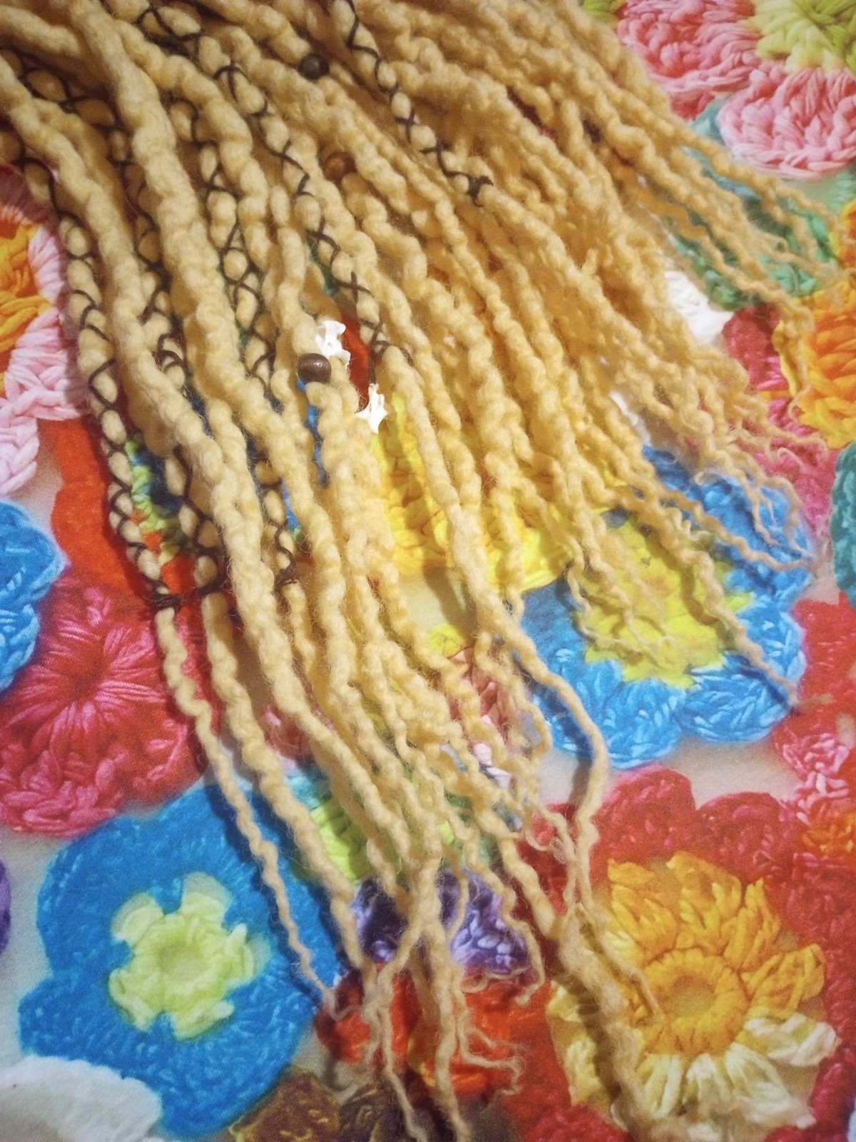 SALE!! Beautiful Hand Crocheted Wool Dreadlocs, Yellow Blonde 24″ Alice Dreads