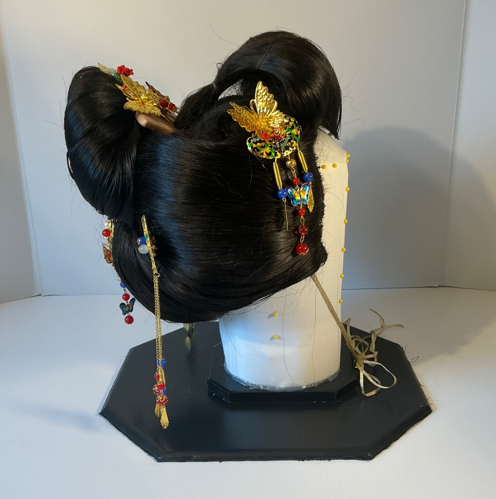 Japanese Traditional KATSURA Japanese Hair Bridal Wig Case with Stand & Kanzashi