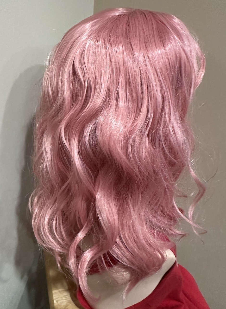 Beshe ? Lace Front Pink Curled Wavy Punk Grunge Gothic Wig 14”