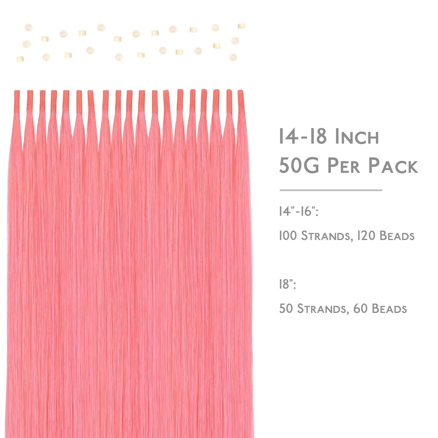 I Tip Human Hair Extensions REMY 18in 50g 50s Straight Hair Light Pink