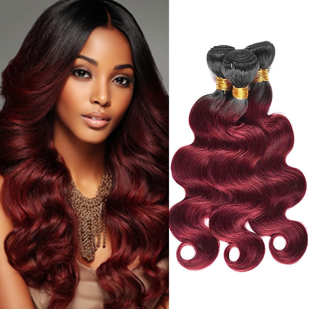 Incapcorp Billtiiww 1B99J Body Wave Bundles Black Mixed Burgundy Body Wave