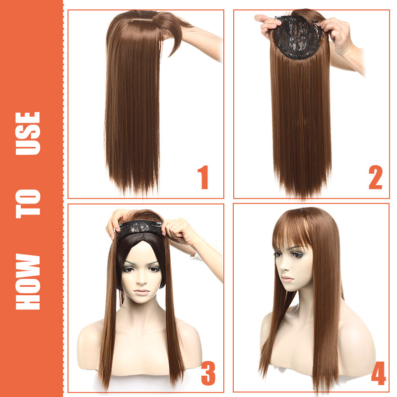 100% Natural Clip In Topper Hair With Bang Toupee Hairpiece Extension For Human