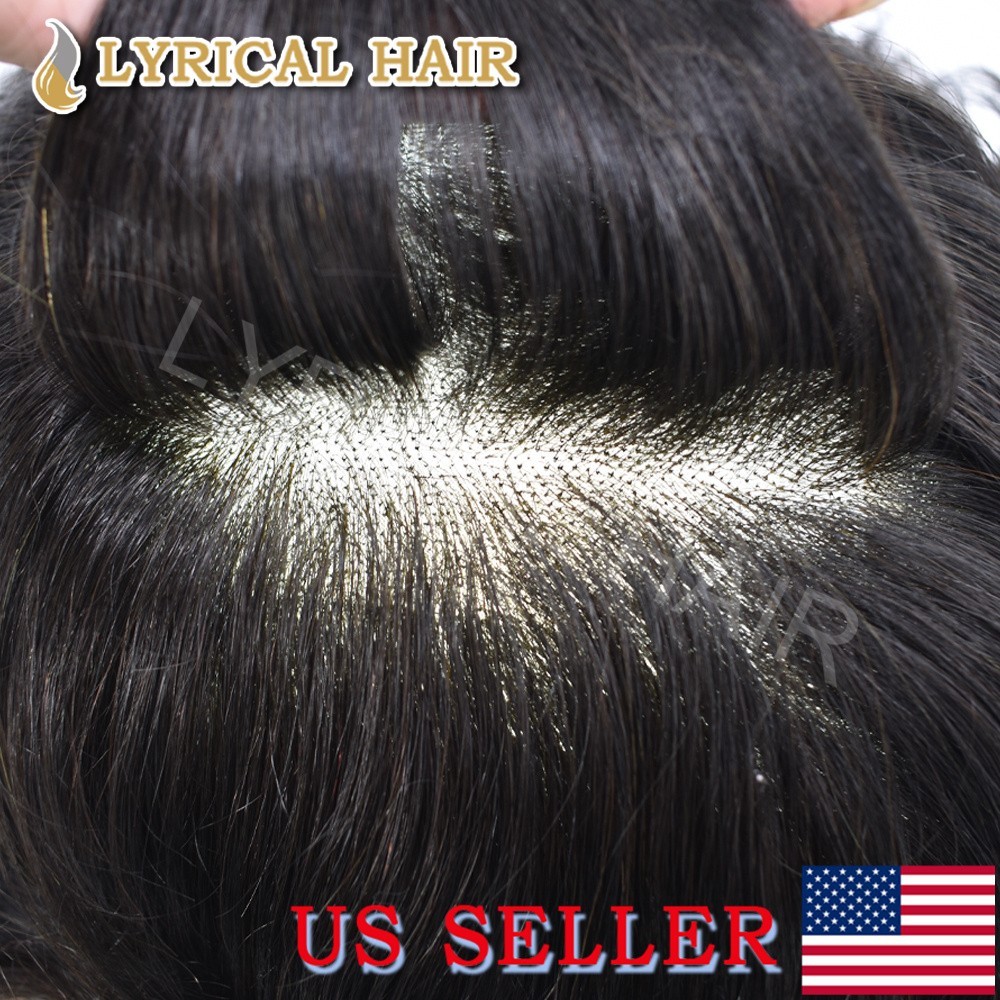US French Lace Front Mens Toupee Human Hair System Hand Tied Durable Hairpiece