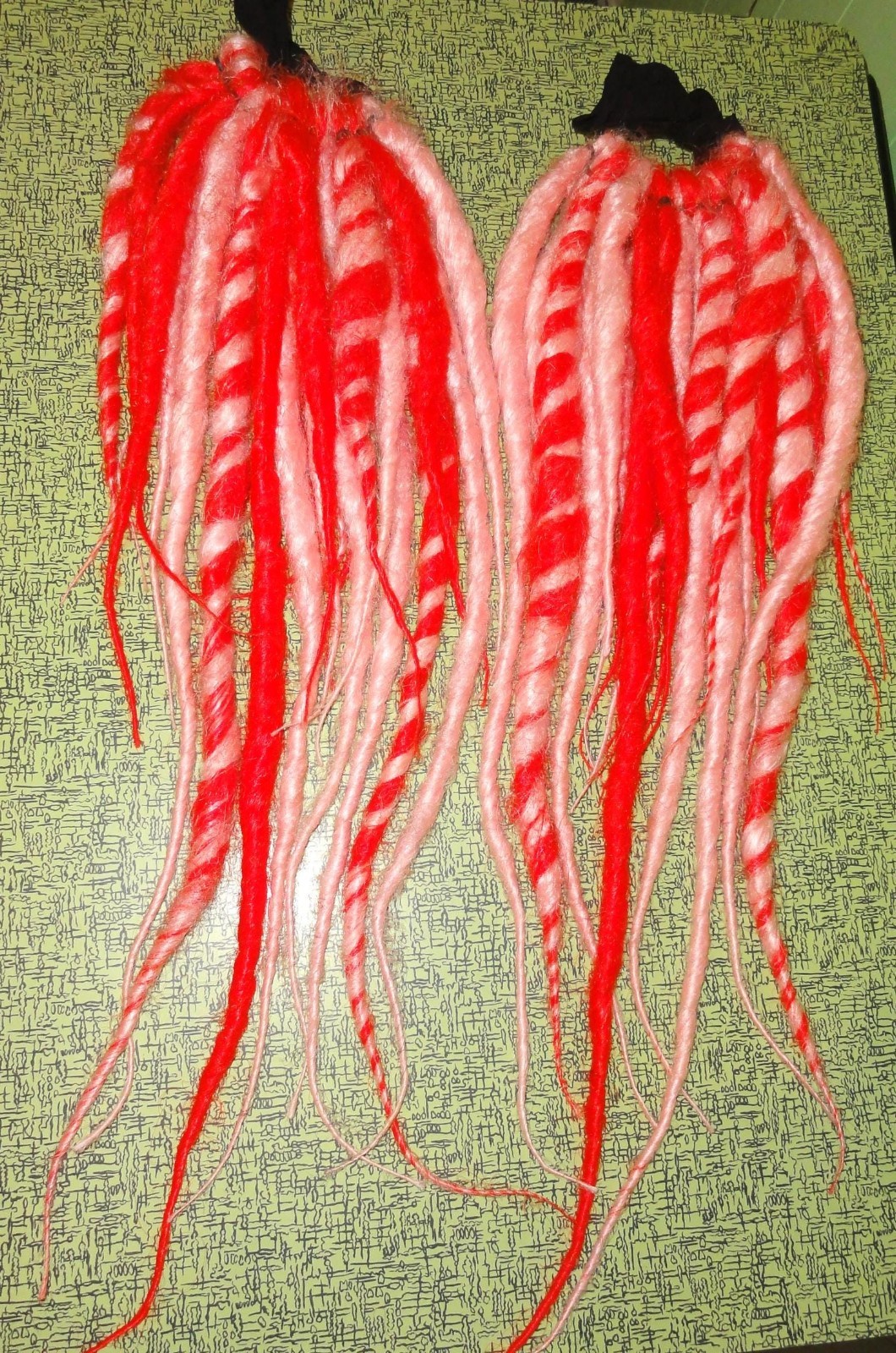 Pink & Red Dread Falls swirls dreadlocks hair extensions cyber goth dreads emo