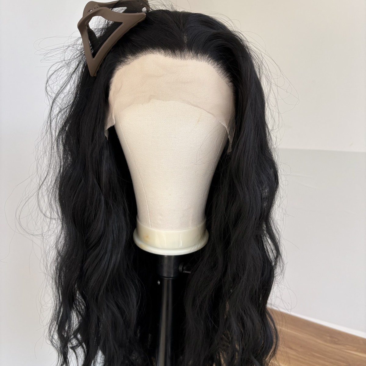 Black Long Wavy Natural Lace Frontal Wigs Heat Resistant Synthetic Hair