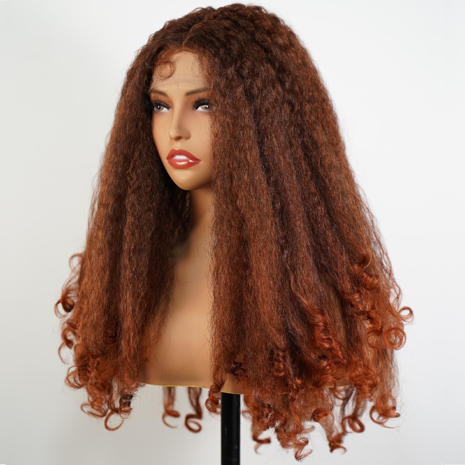 Afro Curly Lace Front Wig for Black Women Copper Red Color Natural Synthetic …