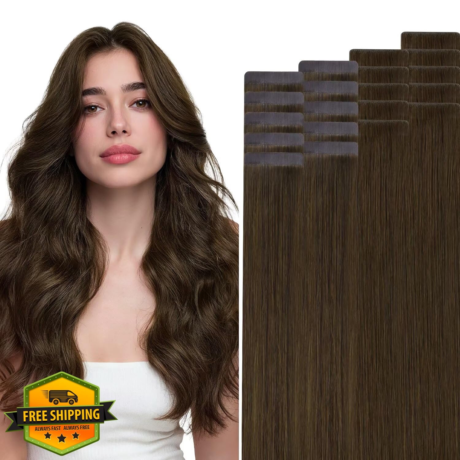 hotbanana 14″ #4 choc brown tape hair extensions