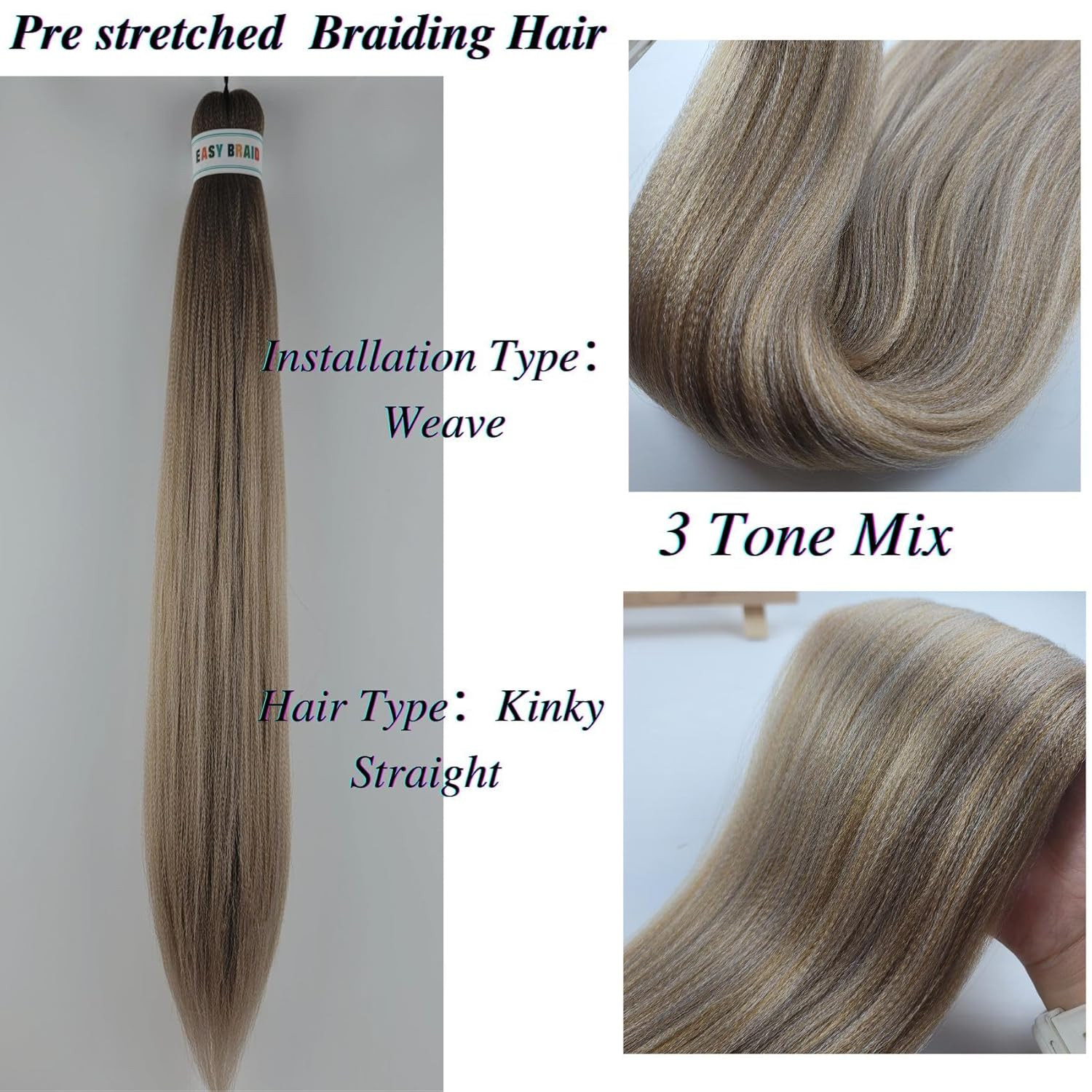 Brown Ash Braiding Hair Pre Stretched Ez Braid Braiding Hair for Braids