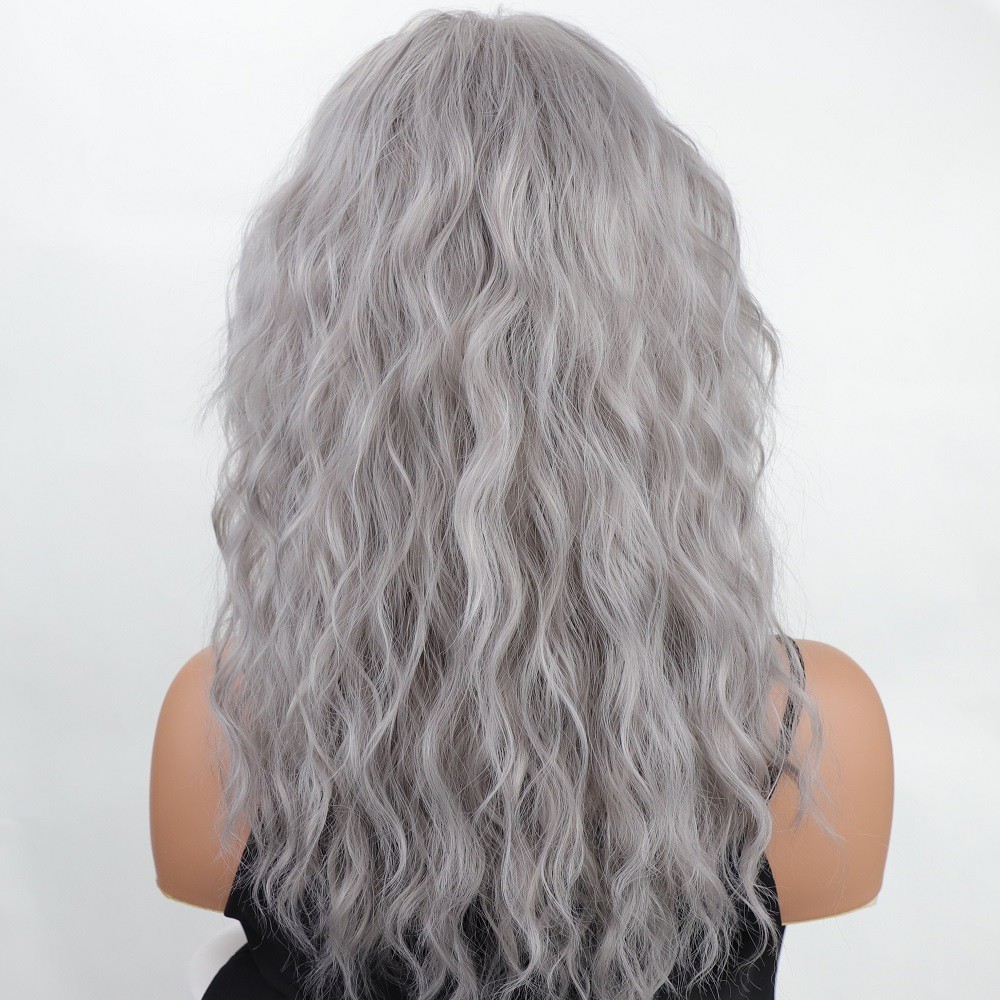 European Style Long Water Wave Wig for Women Heat Resistant Synthetic Fiber