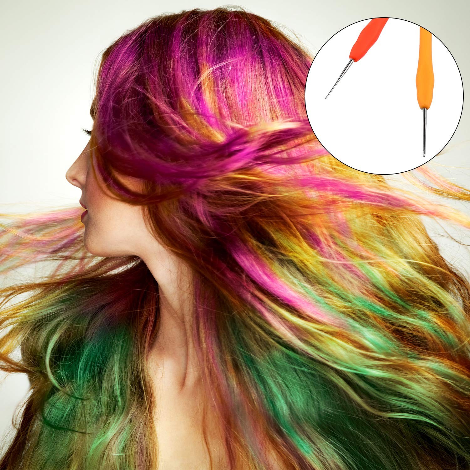 WILLBOND 4 Pieces Hair 1,1.25,1.5,1.75 millimeters, Yellow,Orange,Pink