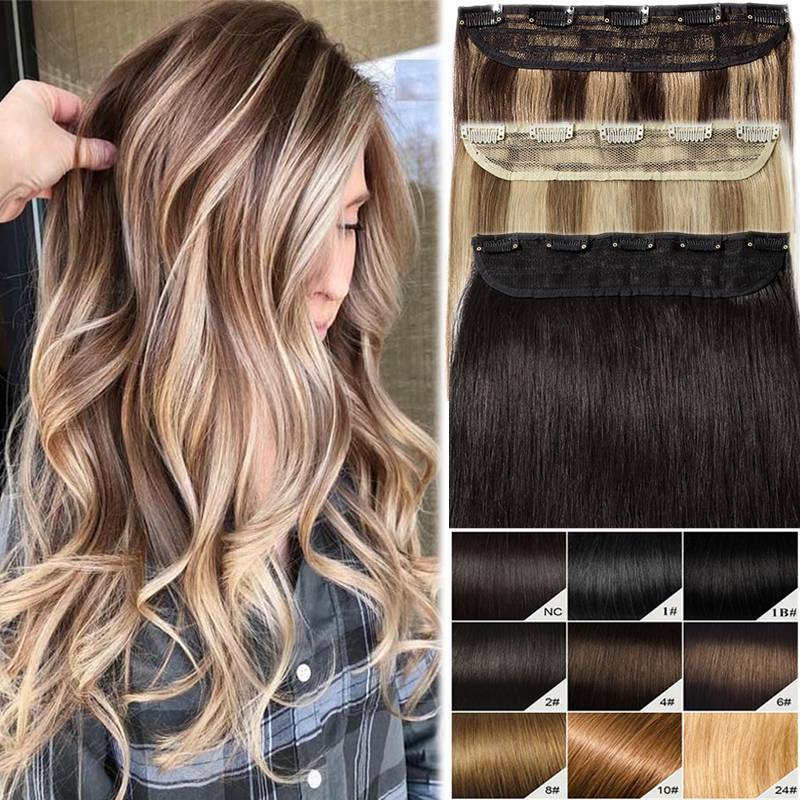 One Piece Clip In 100% Remy Human Hair Extensions Full Head 16″ 18″ 20″ 24″