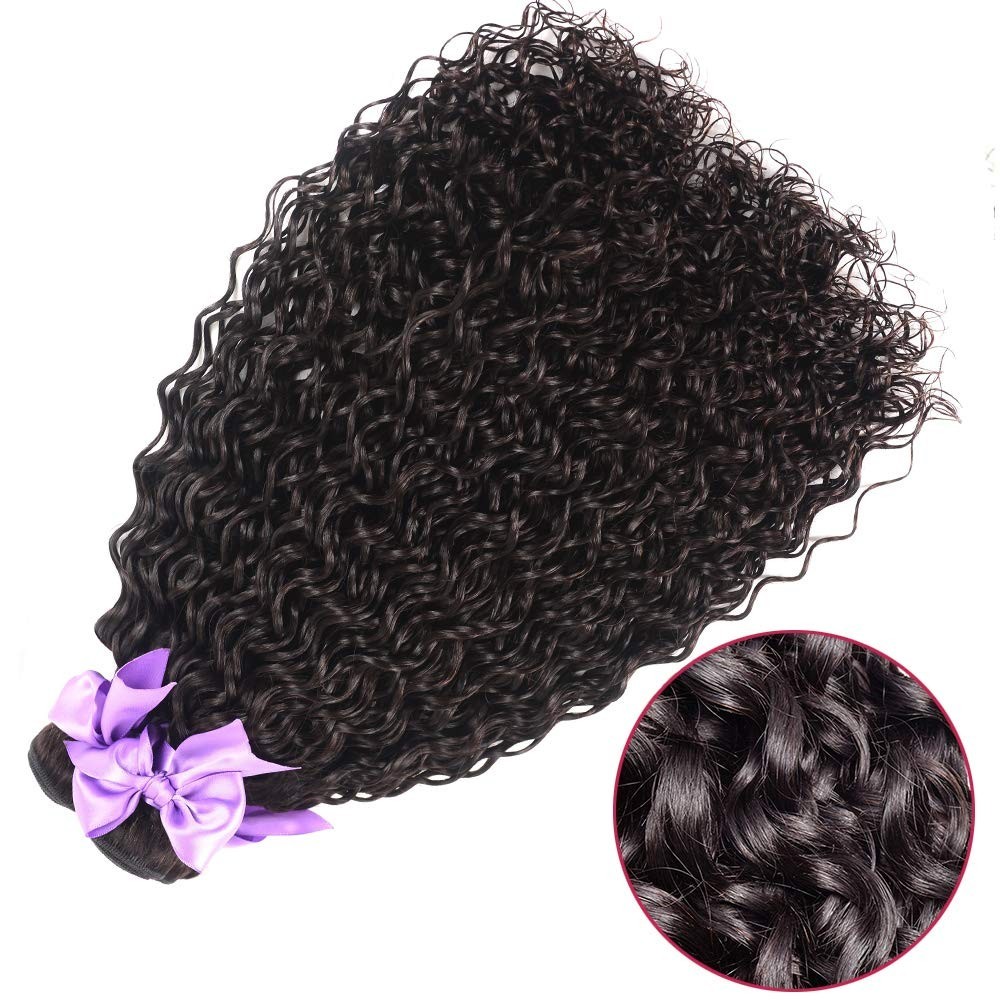 Water Wave Hair Bundles with Closure – 18 20 22 + 16, Wet & Wavy, Deep Curly, 10