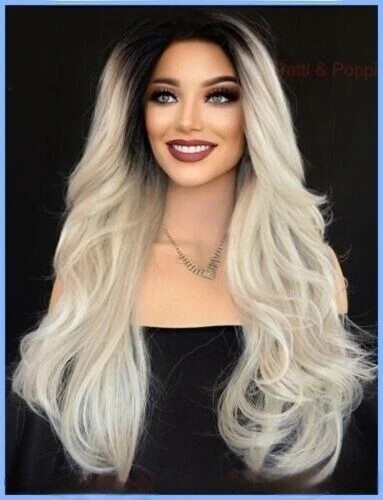 Swiss Lace Front Wig 4X4 Silk Top Handtied Heat Safe TT1B.DkGrey Long Thick 1359