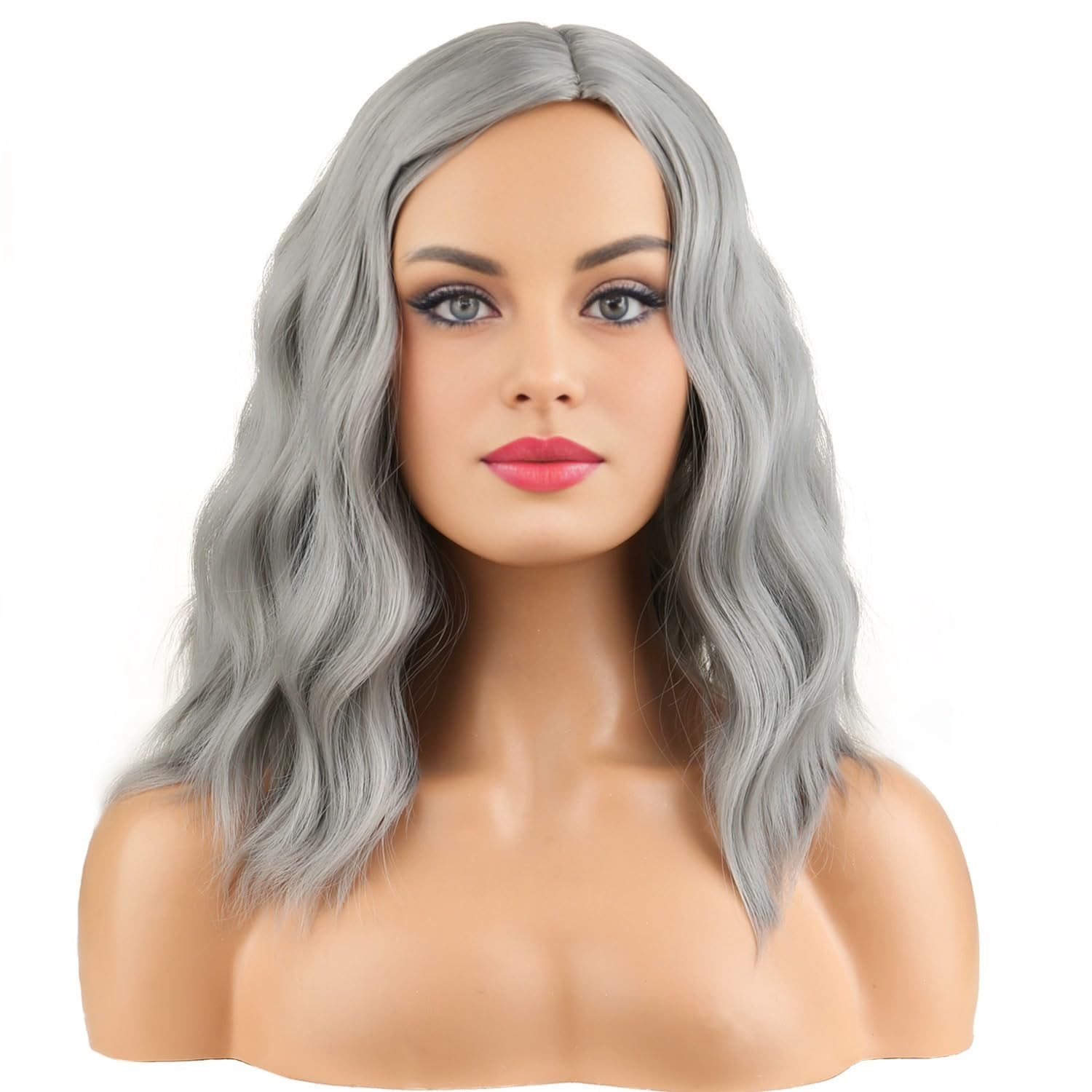 Gray Wig for Women Short Curly Grey Wigs for Old Lady Grandma Costume Hairnet…