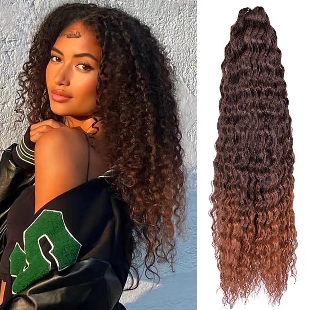 22Inch Ombre Blonde Ariel Curl Water Wave Synthetic Braiding Hair Extensions