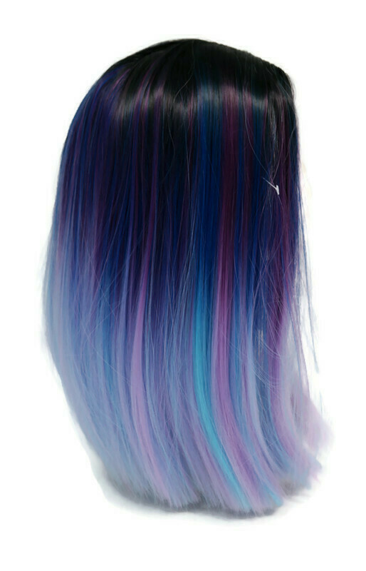 Ombre Quick Wig 14” Black Top Blue Cotton Candy Ends
