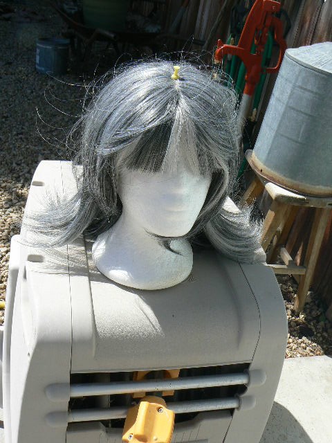 SALT AND PEPPER GRAY WOMANS WIG USED