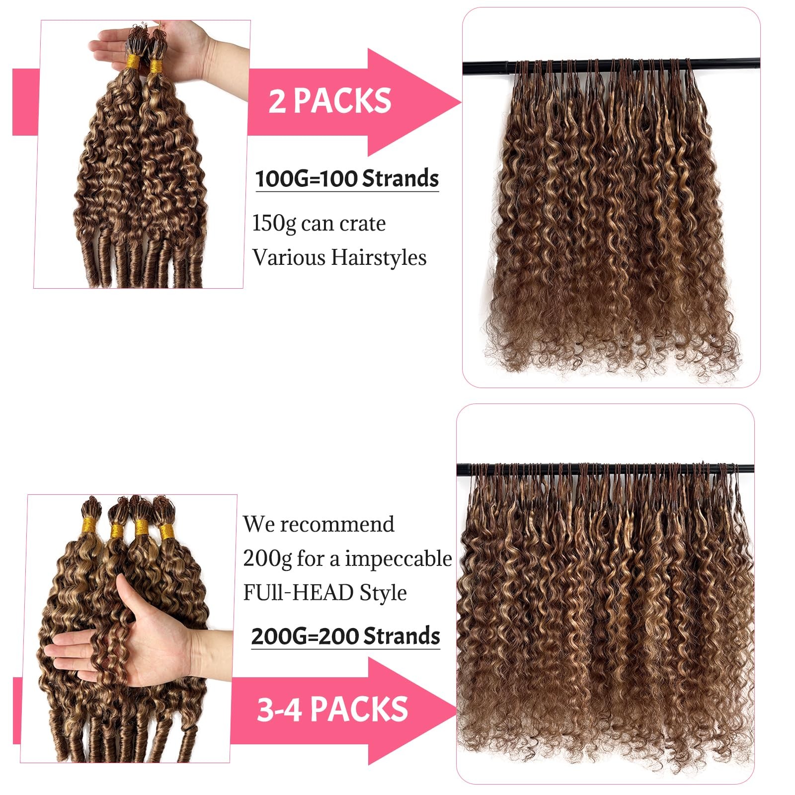 Smartinnov Ombre Crochet Human Hair Extensions 22 Inch Micro Pre Looped Burmese
