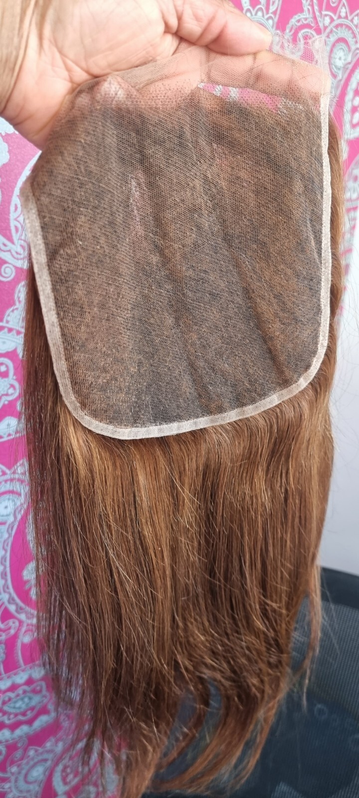 12A BRAZILIAN 18INCHES 7X7 CHESTNUT BROWN 6# WIDIEST LACE CLOSURE STRAIGHT 90g